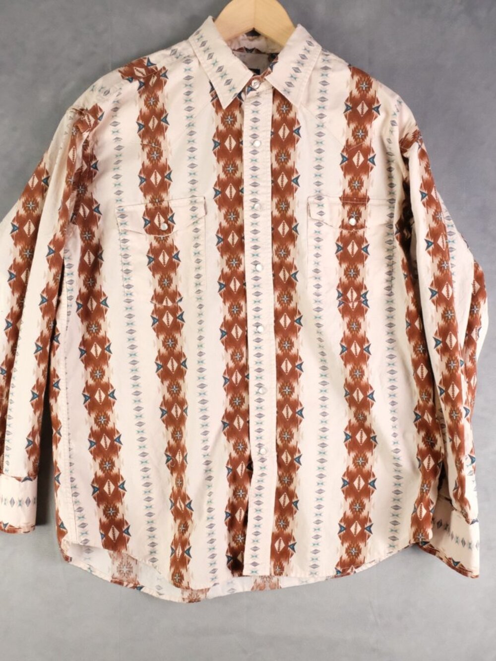Panhandle Slim Shirt Mens Large Brown Southwestern Pearl Snap Cowboy Western